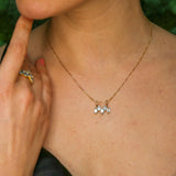Gold Blue Topaz Pendant - Natural Blue Topaz Necklace, Blue Baguette Necklace