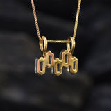 Gold Blue Topaz Pendant - Natural Blue Topaz Necklace, Blue Baguette Necklace