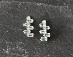 Blue Topaz Earrings, Gold Topaz Studs, Natural Blue Topaz, Baguette Earrings, December Birthstone, Asymmetric Earrings, Geometric Studs(3)