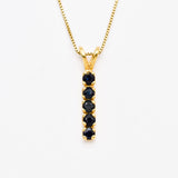 Created Sapphire Pendant made in 18k Gold Vermeil with Round Created Blue Sapphire in Channel-Set setting, September Birthstone gift idea, symbolizes sincerity, truth, and faithfulness, ideal for everyday wear and perfect for birthday gifting and special occasions.