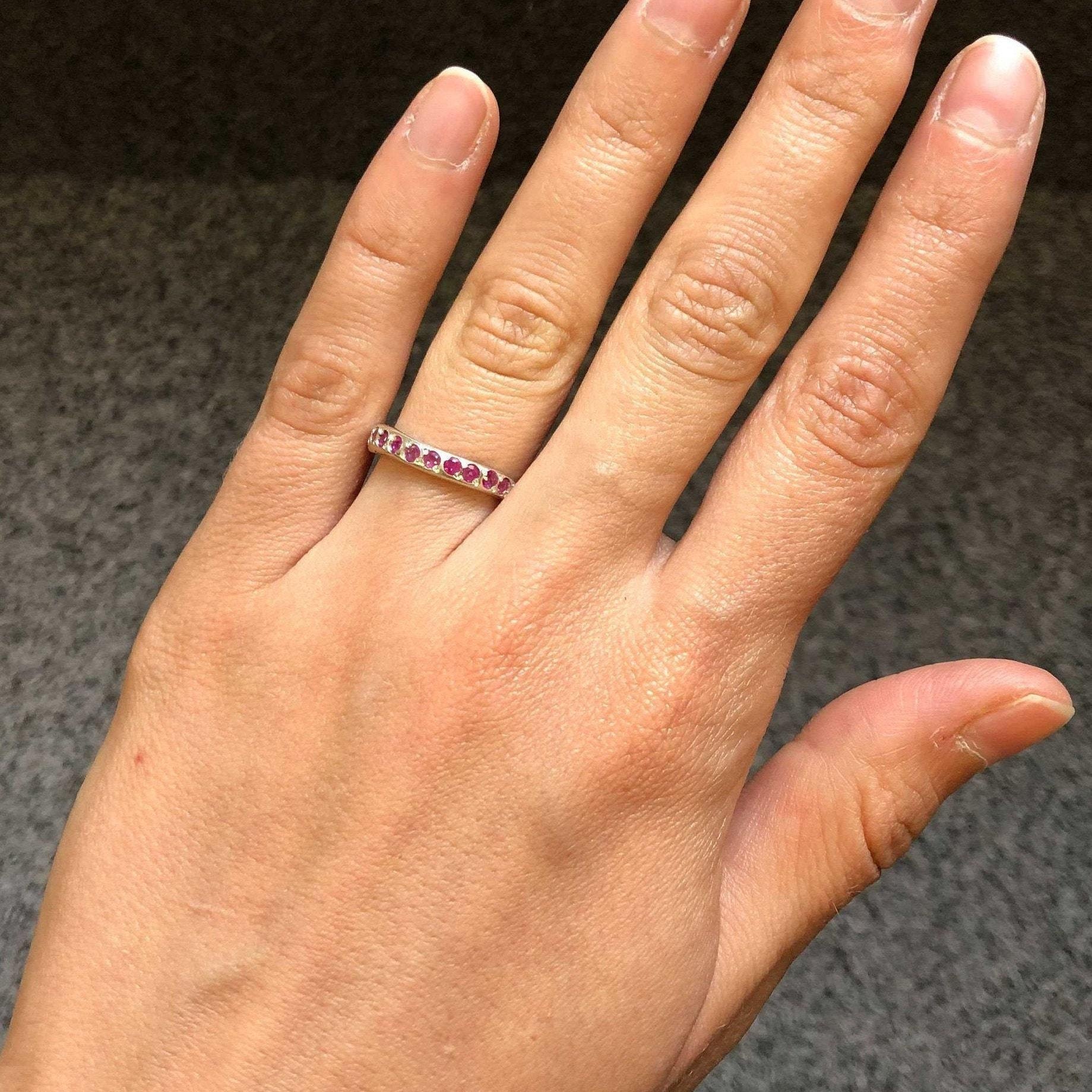 Amethyst Band, Curved Ring, Natural Amethyst, February Birthstone, Half Eternity Ring, Stackable Ring, Vintage Ring, Solid Silver Band, 925