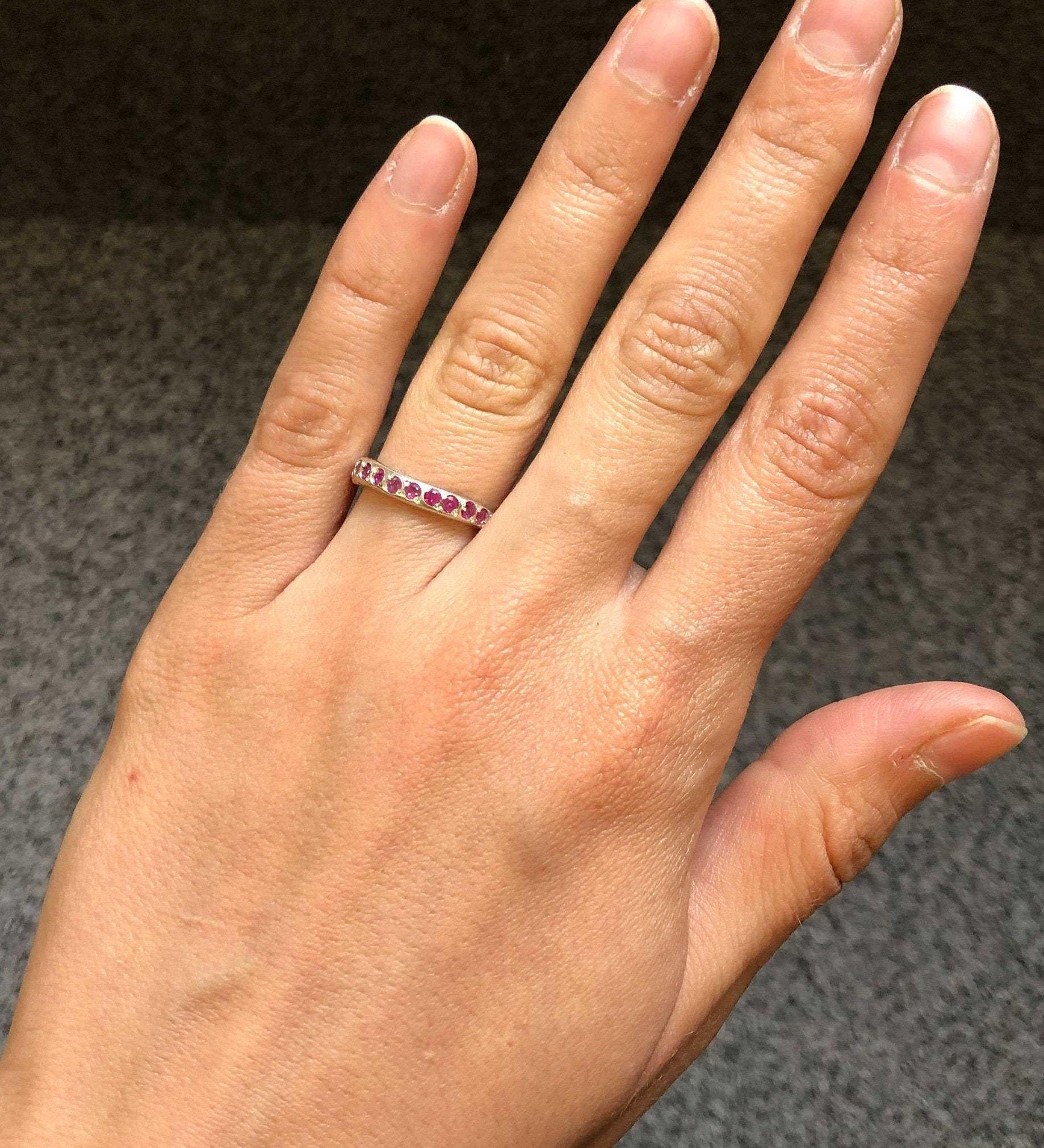 Amethyst Band, Curved Ring, Natural Amethyst, February Birthstone, Half Eternity Ring, Stackable Ring, Vintage Ring, Solid Silver Band, 925