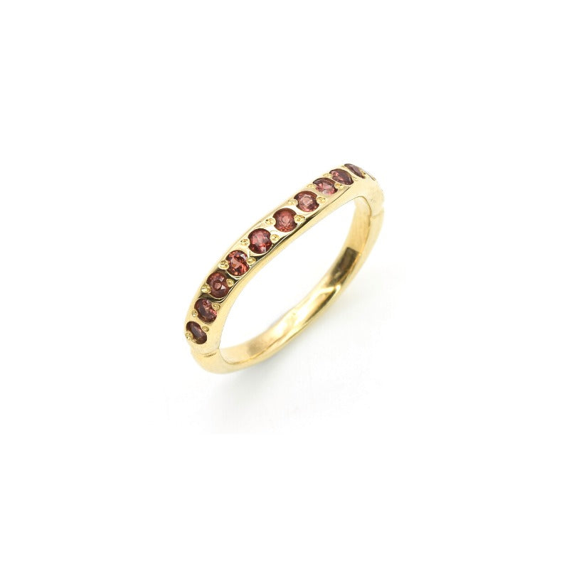 Garnet Band, Curved Ring, Natural Garnet, January Birthstone, Half Eternity Ring, Stackable Ring, Garnet Ring, Wedding Ring, Solid Silver(1)