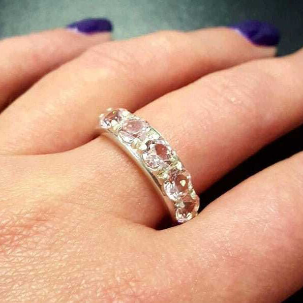 Sterling Silver Natural Emerald Ring with Prong setting, symbolizes growth and healing, perfect for May birthdays and special occasions.