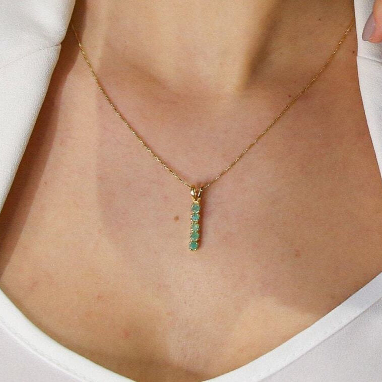 Elegant 18k Gold Vermeil pendant featuring a round natural emerald, perfect for May birthdays and meaningful gifts.