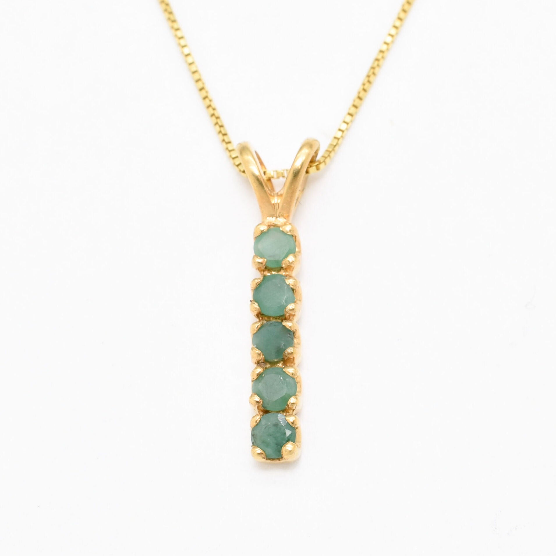 Natural Emerald Pendant made in 18k Gold Vermeil with Round Natural Green Emerald in Channel-Set setting, May Birthstone gift idea, symbolizes growth, harmony, and deep emotional healing, ideal for everyday wear and perfect for birthday gifting and special occasions.