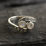 Gold Moonstone Ring - Natural Rainbow Moonstone Ring  - June Birthstone Ring