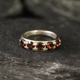 Wide Garnet Ring - Genuine Garnet Ring - Red Eternity Ring