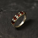 Wide Garnet Ring - Genuine Garnet Ring - Red Eternity Ring