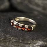 Wide Garnet Ring - Genuine Garnet Ring - Red Eternity Ring