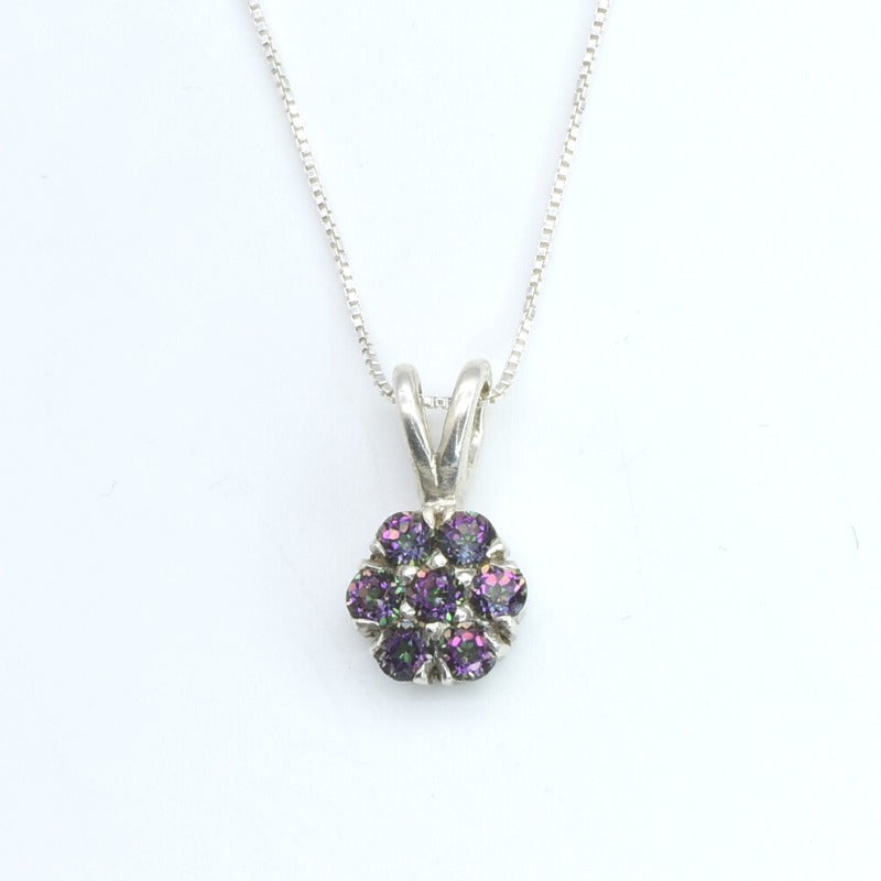 Mystic Topaz Pendant, Natural Topaz, December Birthstone, Flower Pendant, Topaz Pendant, Vintage Pendant, Purple Pendant, 925 Silver Pendant