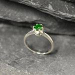 Chrome Diopside Ring, Natural Chrome, Pisces Birthstone, Promise Ring, Vintage Ring, Green Diamond Ring, Solitaire Ring, Solid Silver Ring