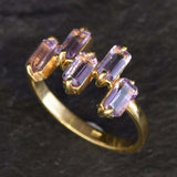 Gold Amethyst Ring, Baguette Band, Natural Amethyst, Stackable Ring, February Birthstone, Purple Band, Asymmetric Ring, Gold Vermeil Ring