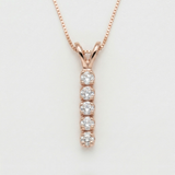 Rose Gold Diamond Necklace - CZ Diamond Pink Necklace - Dainty Sparkly Pendant
