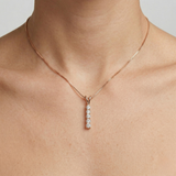 Rose Gold Diamond Necklace - CZ Diamond Pink Necklace - Dainty Sparkly Pendant
