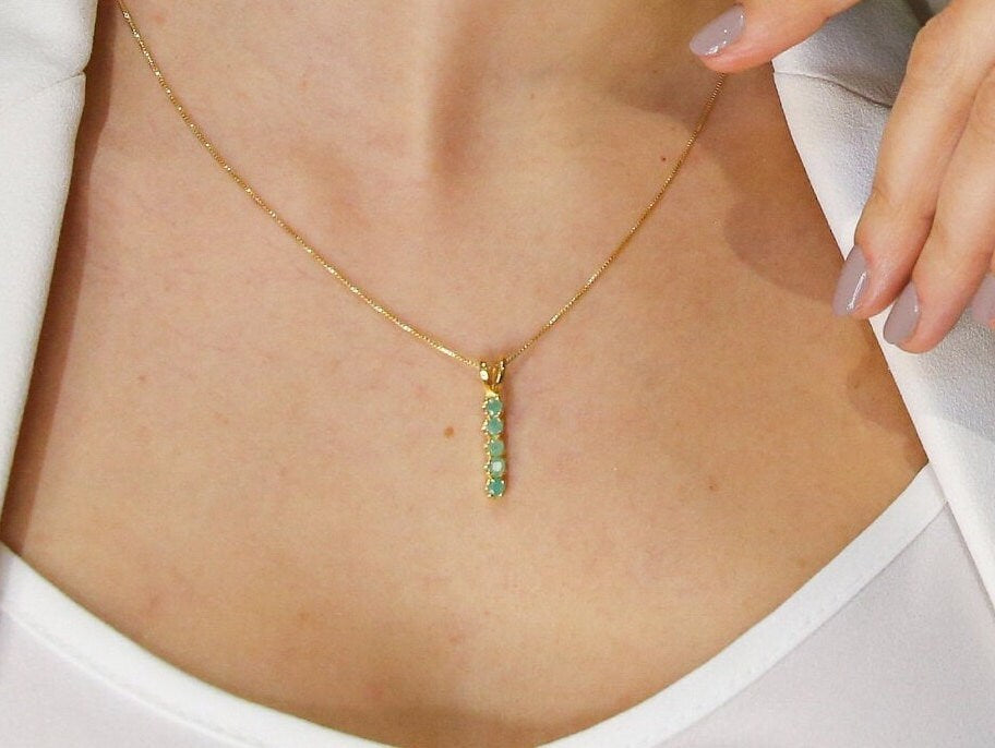 Rose Gold Diamond Pendant, Created Diamond, April Birthstone, Rose Gold Bar Pendant, Gold Layering Pendant, Vintage Pendant, White Pendant