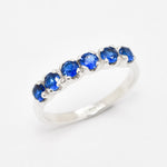 Sapphire Band, Created Sapphire, September Birthstone, Half Eternity Band, Stackable Band, Blue Band, Blue Vintage Ring, Solid Silver Ring