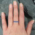 Sapphire Band, Created Sapphire, September Birthstone, Half Eternity Band, Stackable Band, Blue Band, Blue Vintage Ring, Solid Silver Ring