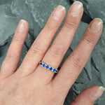 Sapphire Band, Created Sapphire, September Birthstone, Half Eternity Band, Stackable Band, Blue Band, Blue Vintage Ring, Solid Silver Ring