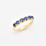 Created Sapphire Ring made in 18k Gold Vermeil with Round Created Blue Sapphire in Channel-Set setting, September Birthstone gift idea, symbolizes sincerity, truth, and faithfulness, ideal for everyday wear and perfect for birthday gifting and special occasions.