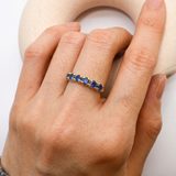 18k Gold Vermeil Sapphire Ring with Channel-Set Blue Sapphire, perfect for September birthdays and symbolizing sincerity and faithfulness.