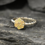 Daisy Opal Ring - Natural Ethiopian Opal - Fire Opal Bubble Band