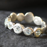 Blue Topaz Gold Ring - Gold Bubble Band - Stackable Gold Ring