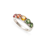 Wide Colorful Band - Natural Tourmaline Ring, October Birthstone Ring