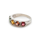 Wide Colorful Band - Natural Tourmaline Ring, October Birthstone Ring