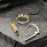 Wide Colorful Band - Natural Tourmaline Ring, October Birthstone Ring