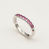 Stylish 925 Sterling Silver Ruby Ring with round natural red ruby, a timeless gift for birthdays and daily elegance.