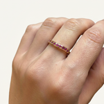 Beautiful 18k Gold Vermeil Natural Ruby Ring, featuring a Channel-Set Ruby, a perfect symbol of love and passion for any occasion.