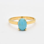 Gold Turquoise Ring, Natural Turquoise, Dainty Blue Ring, December Birthstone, 2 Carat Ring, Solitaire Ring, Gold Vermeil, Arizona Turquoise