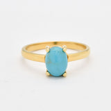 Turquoise Rose Gold Ring - Solitaire Turquoise Ring - Minimalist Turquoise Ring