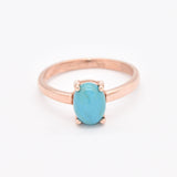 Solitaire Turquoise Ring, Natural Turquoise Ring, Oval Turquoise Gold Ring
