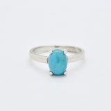 Solitaire Turquoise Ring, Natural Turquoise Ring, Oval Turquoise Gold Ring