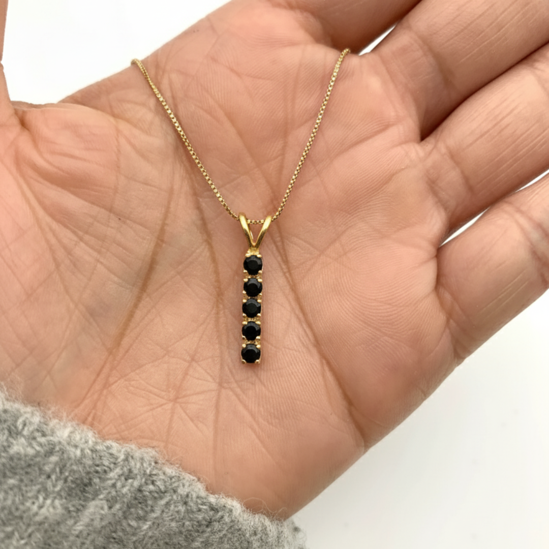 Sleek Black Onyx Pendant Necklace in 18k Gold Vermeil - A versatile accessory for everyday wear and special occasions.