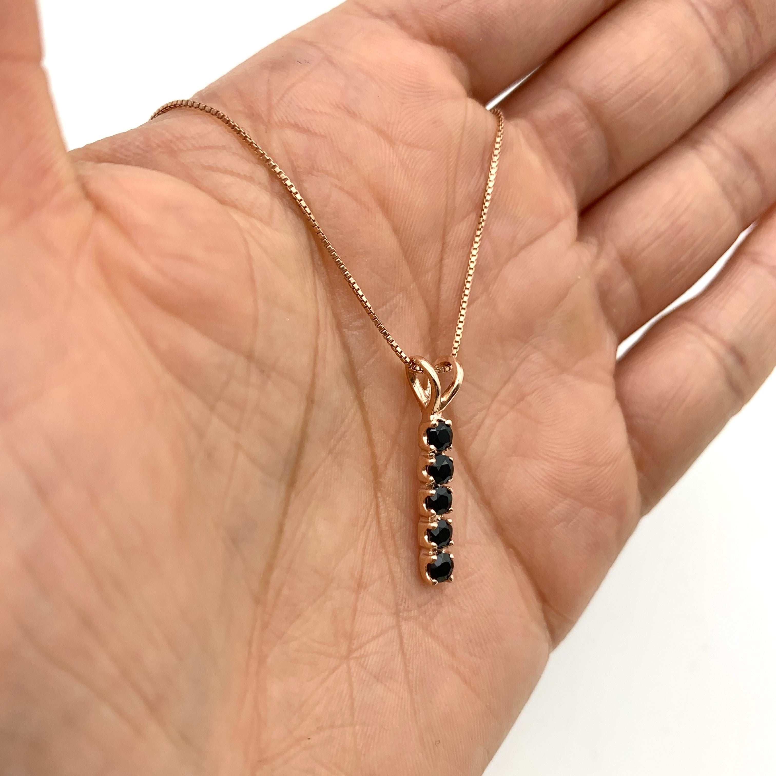 Gold Onyx Pendant, Natural Onyx, Black Pendant, Vertical Line Pendant, Minimalist Necklace, Bar Pendant, Layering Necklace, 18k Gold Vermeil(2)
