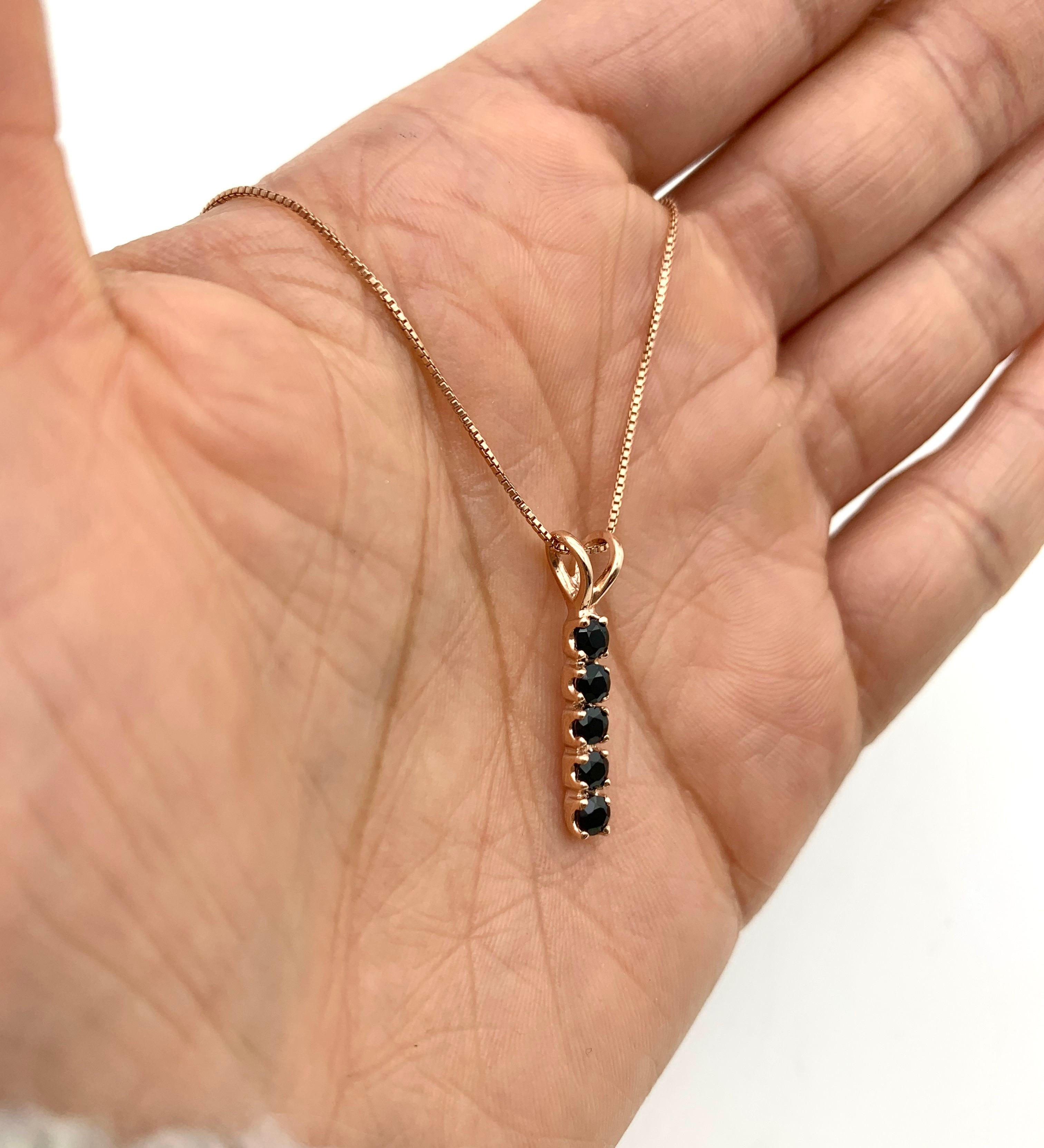 Gold Onyx Pendant, Natural Onyx, Black Pendant, Vertical Line Pendant, Minimalist Necklace, Bar Pendant, Layering Necklace, 18k Gold Vermeil(2)