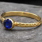 Created Sapphire Ring in 18k Gold Vermeil; a timeless September birthstone piece, perfect for daily wear and special celebrations.