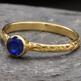 Created Sapphire Ring in 18k Gold Vermeil; a timeless September birthstone piece, perfect for daily wear and special celebrations.