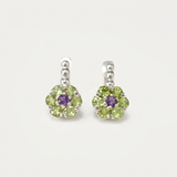 Green Flower Earrings - Natural Peridot Earrings, Amethyst Flower Earrings