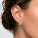 Green Flower Earrings - Natural Peridot Earrings, Amethyst Flower Earrings