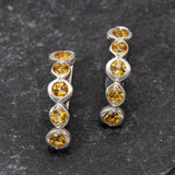 Citrine Earrings - Yellow Vertical Earrings - Vintage Bubble Earrings