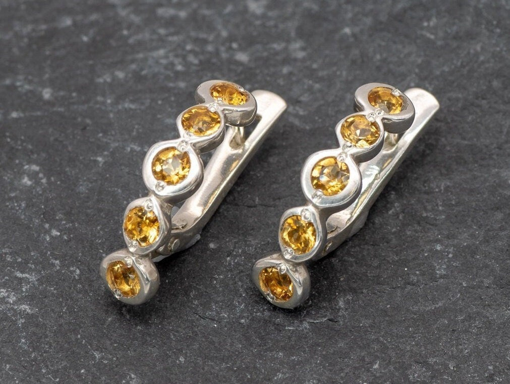 Citrine Earrings, Bubble Earrings, Silver Citrine Earrings, November Birthstone, Natural Citrine Earrings, Handmade Silver Earrings, Citrine