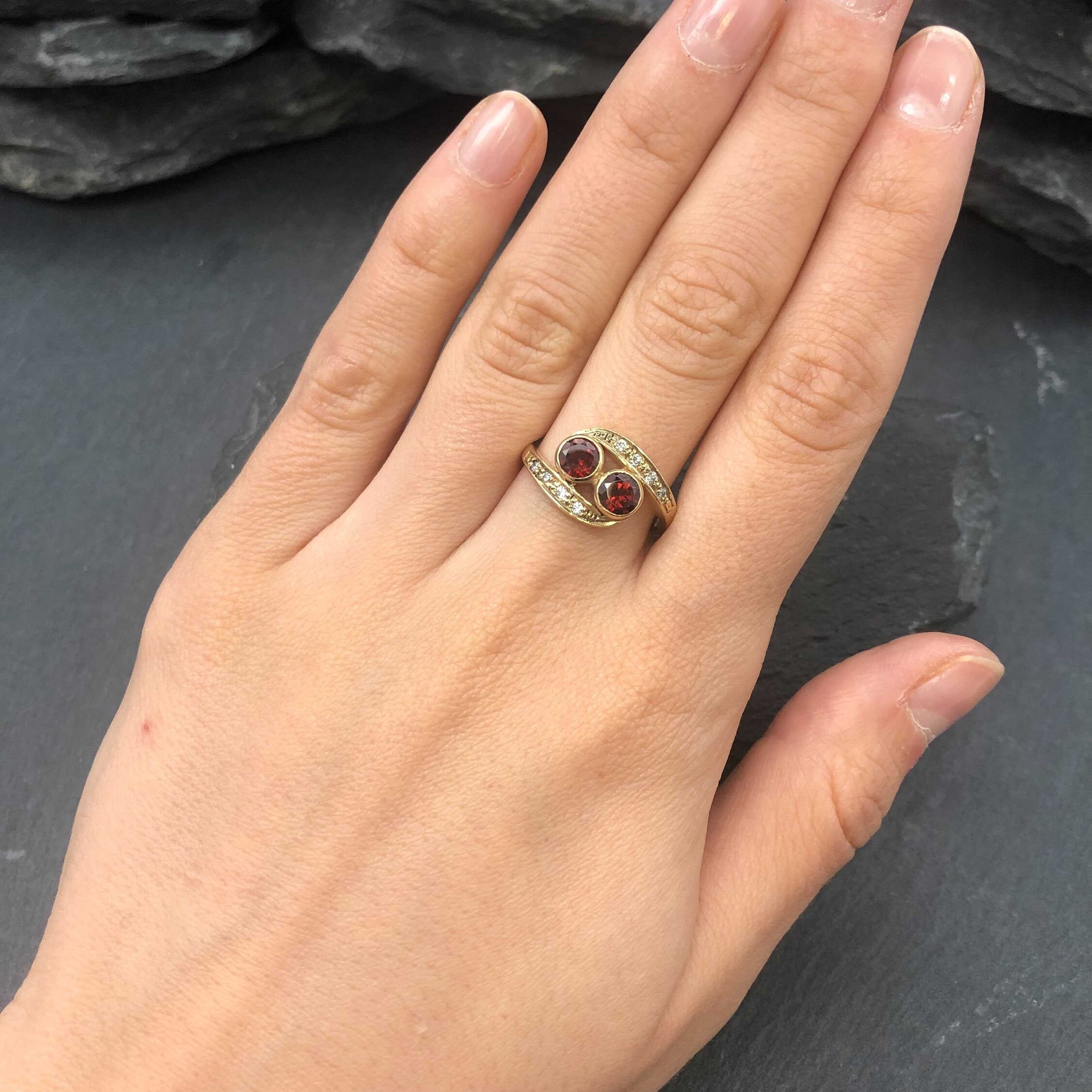 Gold Garnet Ring, Red Garnet Ring, Natural Garnet, January Birthstone, Vintage Ring, Antique Ring, Boho Ring, Sterling Silver Ring, 925 Ring