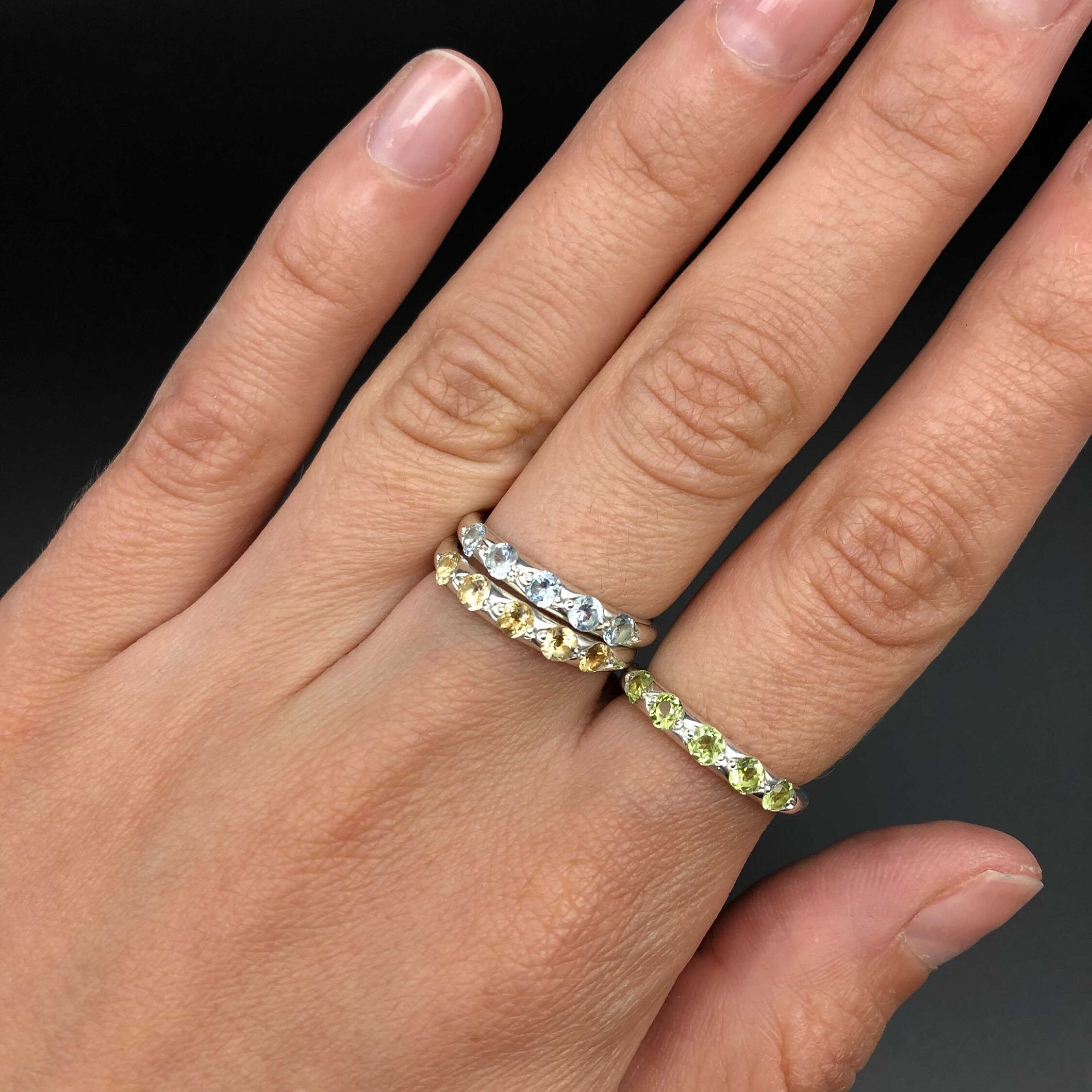 Citrine Band, Dainty Citrine Ring, Natural Citrine, November Birthstone, Yellow Stone Ring, November Ring, Solid Silver Ring, Silver Citrine