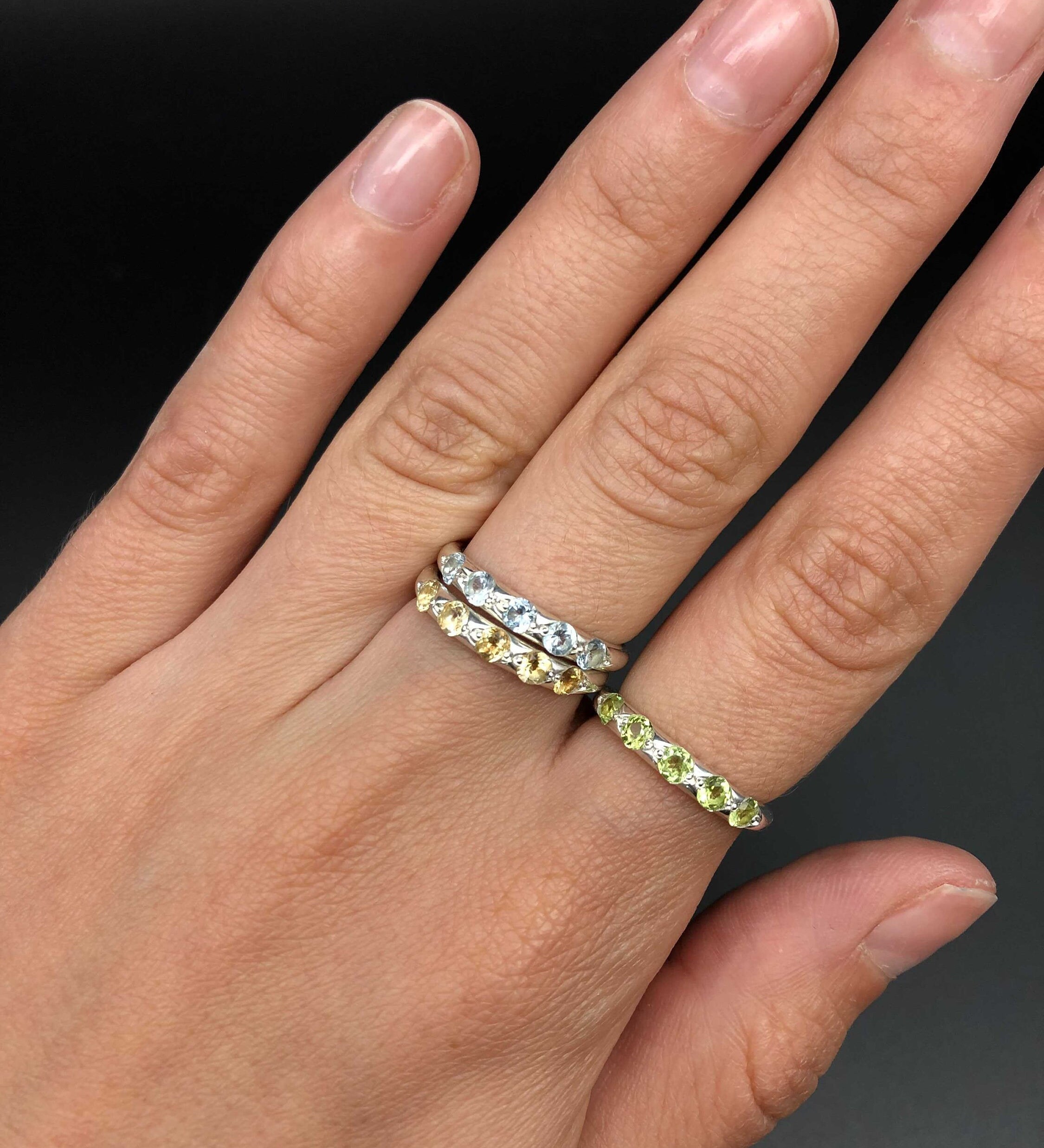 Citrine Band, Dainty Citrine Ring, Natural Citrine, November Birthstone, Yellow Stone Ring, November Ring, Solid Silver Ring, Silver Citrine