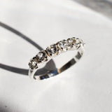 White Topaz Band - Gold Stackable Ring - Half Eternity Band