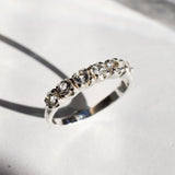 White Topaz Band - Gold Stackable Ring - Half Eternity Band